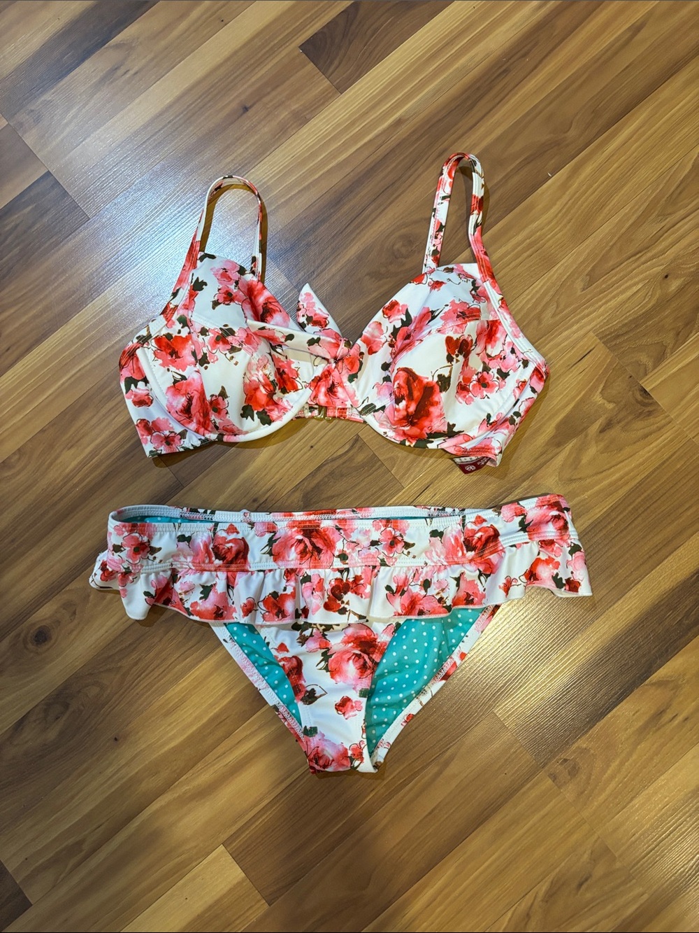 Guess Floral Pink and White Two-Piece Bikini